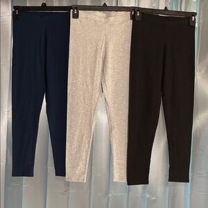 Stylish Kids Leggings Trio - Navy, Gray, and Black